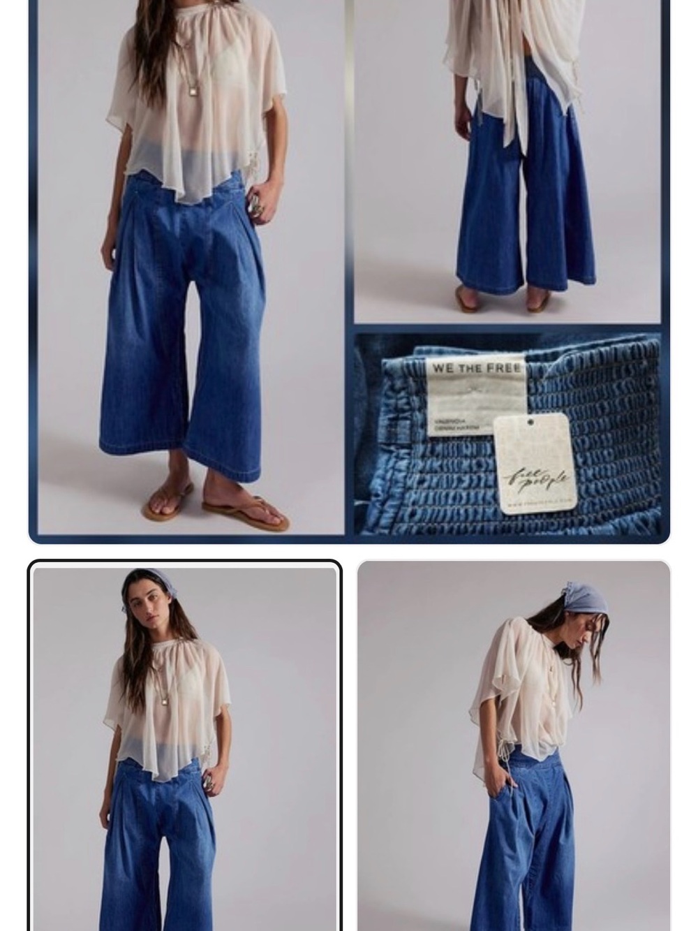Free People Valencia Denim Harem Pant Empire Blue